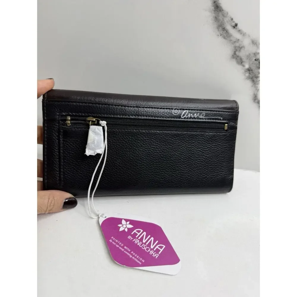ANNA by ANUSCHKA Leather Hand Painted Signed Wallet “Paris At Night “ Art